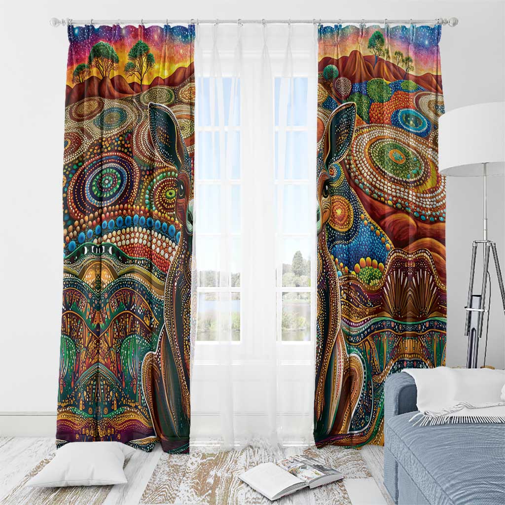 Australian Aboriginal Art Kangaroo Window Curtain Looking Forward Looking Blak Aboriginal Dot Painting