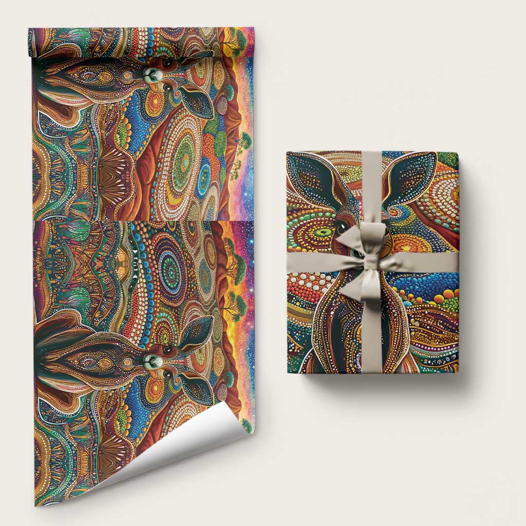 Australian Aboriginal Art Kangaroo Wrapping Paper Looking Forward Looking Blak Aboriginal Dot Painting - Aussie Hoodie