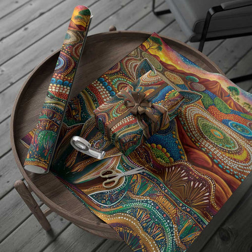 Australian Aboriginal Art Kangaroo Wrapping Paper Looking Forward Looking Blak Aboriginal Dot Painting - Aussie Hoodie