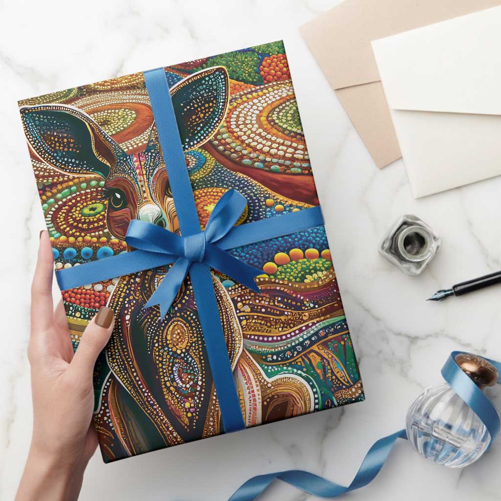 Australian Aboriginal Art Kangaroo Wrapping Paper Looking Forward Looking Blak Aboriginal Dot Painting - Aussie Hoodie
