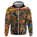 Australian Aboriginal Art Kangaroo Zip Hoodie Looking Forward Looking Blak Aboriginal Dot Painting