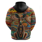 Australian Aboriginal Art Kangaroo Zip Hoodie Looking Forward Looking Blak Aboriginal Dot Painting