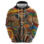 Australian Aboriginal Art Kangaroo Zip Hoodie Looking Forward Looking Blak Aboriginal Dot Painting