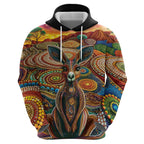 Australian Aboriginal Art Kangaroo Zip Hoodie Looking Forward Looking Blak Aboriginal Dot Painting