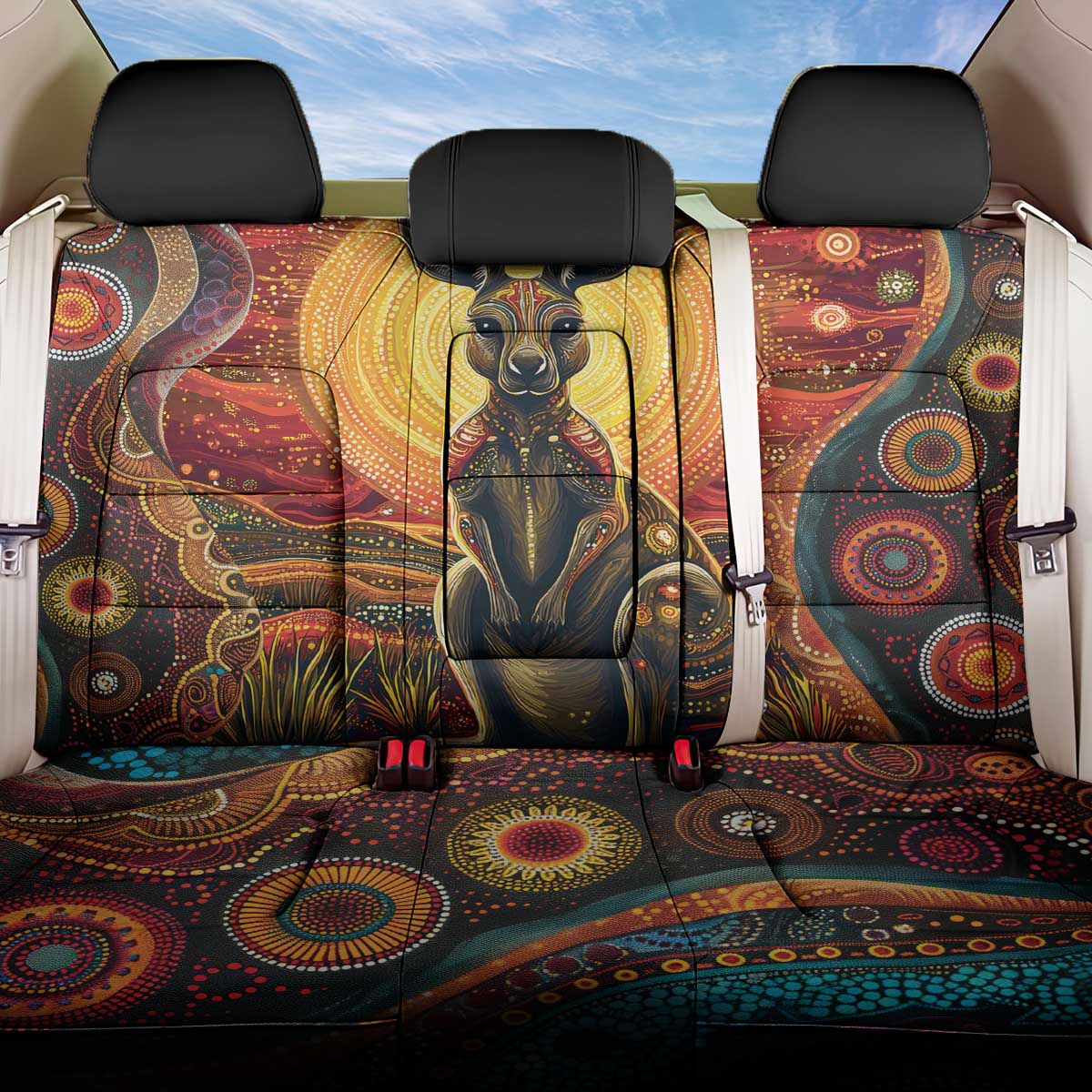 Australian Aboriginal Art Kangaroo Back Car Seat Cover Maintain the Dreaming Aboriginal Dot Painting