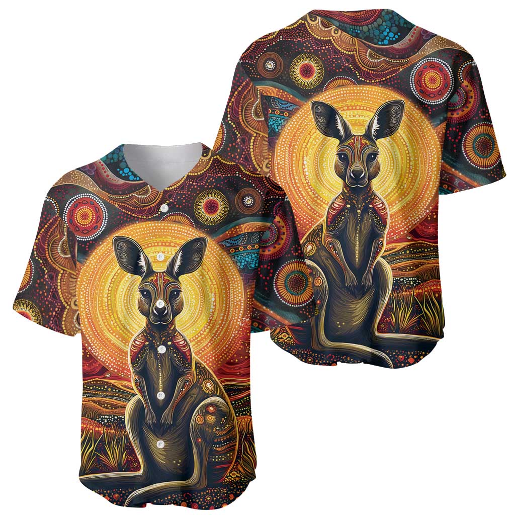 Australian Aboriginal Art Kangaroo Baseball Jersey Maintain the Dreaming Aboriginal Dot Painting