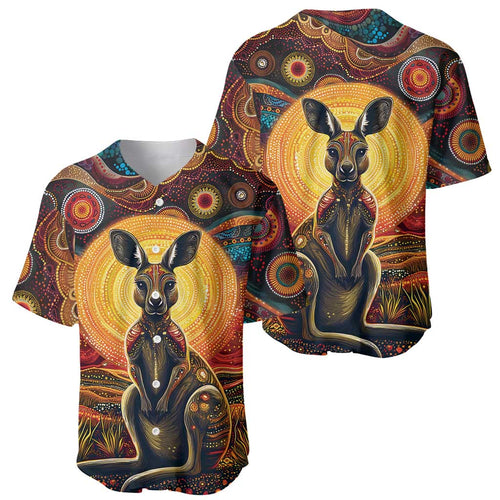 Australian Aboriginal Art Kangaroo Baseball Jersey Maintain the Dreaming Aboriginal Dot Painting