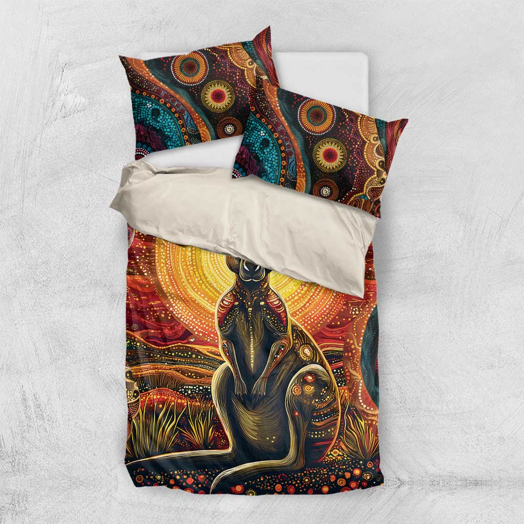 Australian Aboriginal Art Kangaroo Bedding Set Maintain the Dreaming Aboriginal Dot Painting