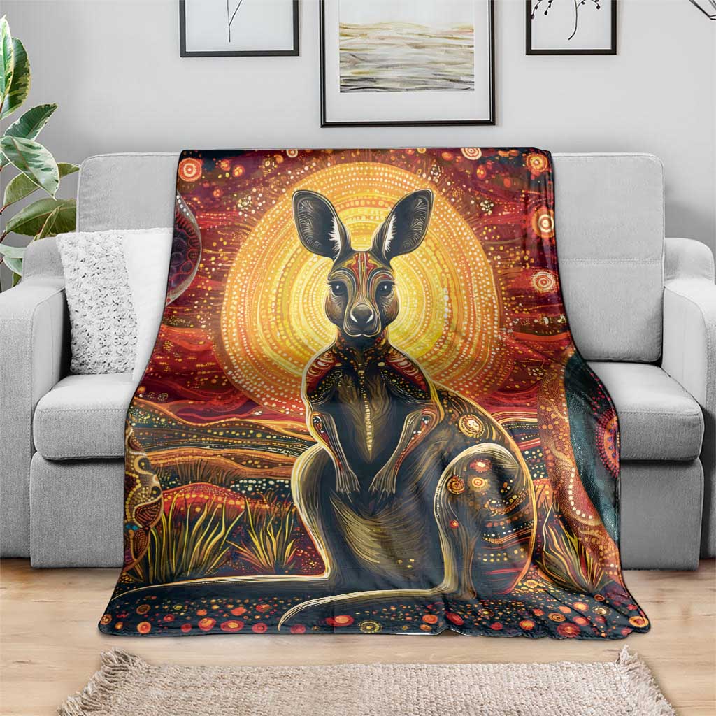 Australian Aboriginal Art Kangaroo Blanket Maintain the Dreaming Aboriginal Dot Painting