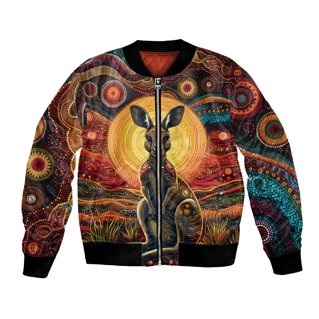 Australian Aboriginal Art Kangaroo Bomber Jacket Maintain the Dreaming Aboriginal Dot Painting