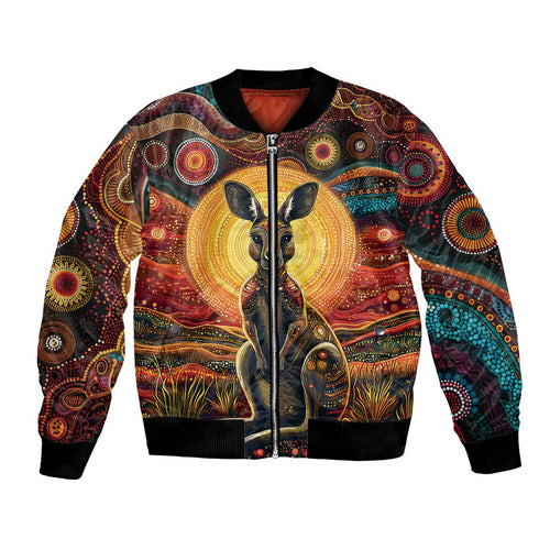 Australian Aboriginal Art Kangaroo Bomber Jacket Maintain the Dreaming Aboriginal Dot Painting