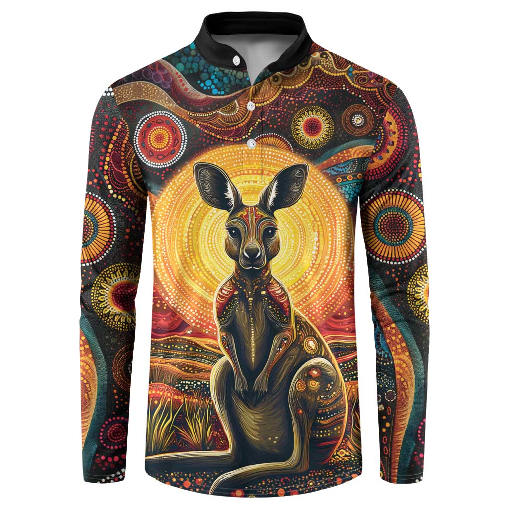 Australian Aboriginal Art Kangaroo Button Sweatshirt Maintain the Dreaming Aboriginal Dot Painting