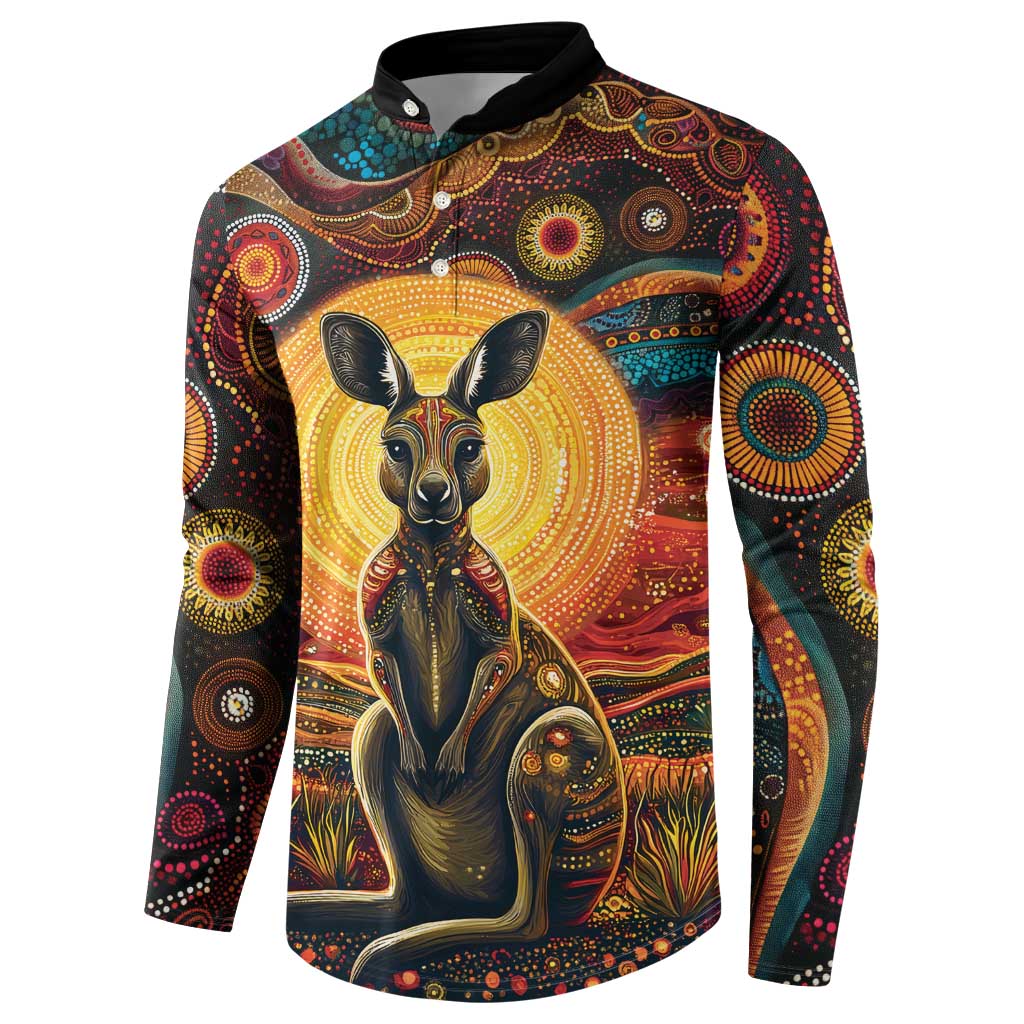 Australian Aboriginal Art Kangaroo Button Sweatshirt Maintain the Dreaming Aboriginal Dot Painting