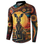Australian Aboriginal Art Kangaroo Button Sweatshirt Maintain the Dreaming Aboriginal Dot Painting