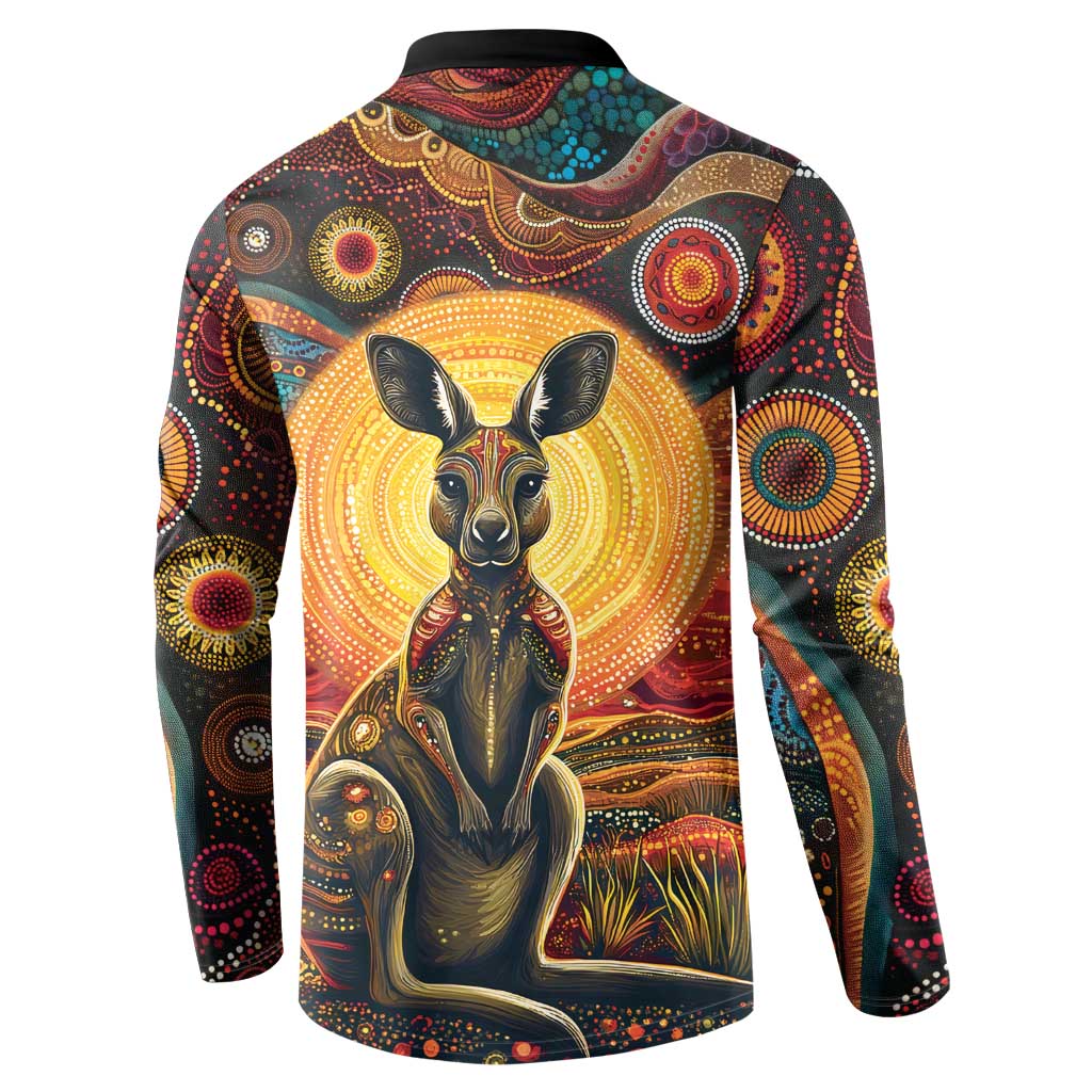 Australian Aboriginal Art Kangaroo Button Sweatshirt Maintain the Dreaming Aboriginal Dot Painting
