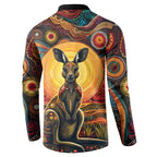 Australian Aboriginal Art Kangaroo Button Sweatshirt Maintain the Dreaming Aboriginal Dot Painting