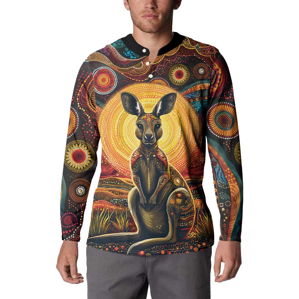 Australian Aboriginal Art Kangaroo Button Sweatshirt Maintain the Dreaming Aboriginal Dot Painting