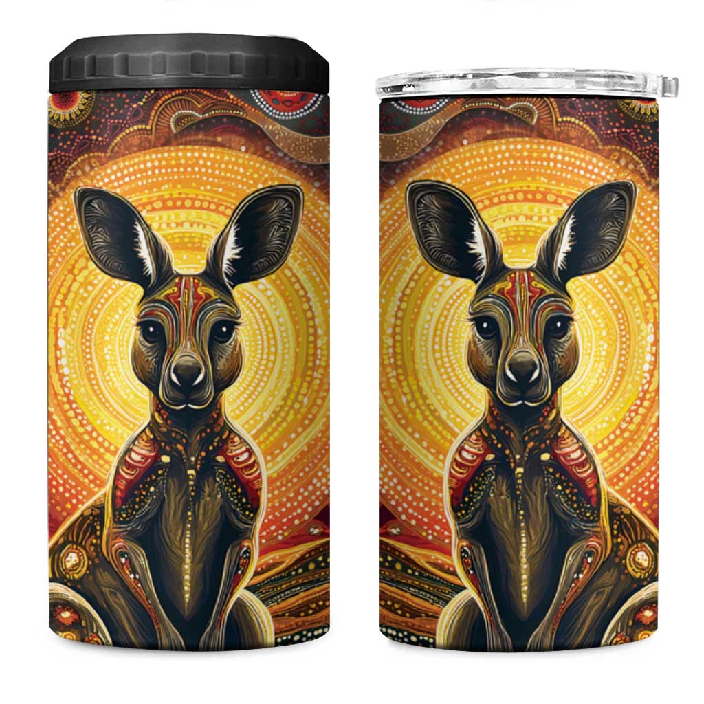 Australian Aboriginal Art Kangaroo 4 in 1 Can Cooler Tumbler Maintain the Dreaming Aboriginal Dot Painting