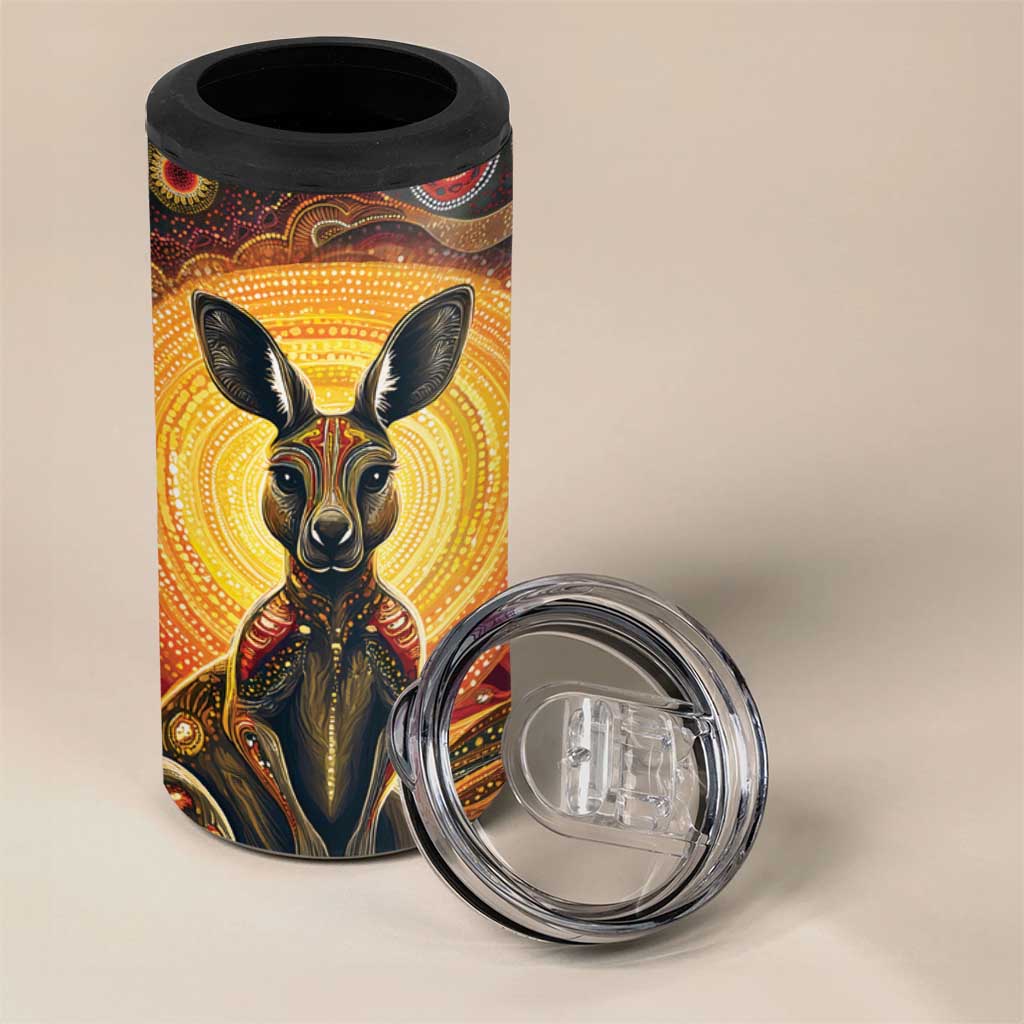 Australian Aboriginal Art Kangaroo 4 in 1 Can Cooler Tumbler Maintain the Dreaming Aboriginal Dot Painting