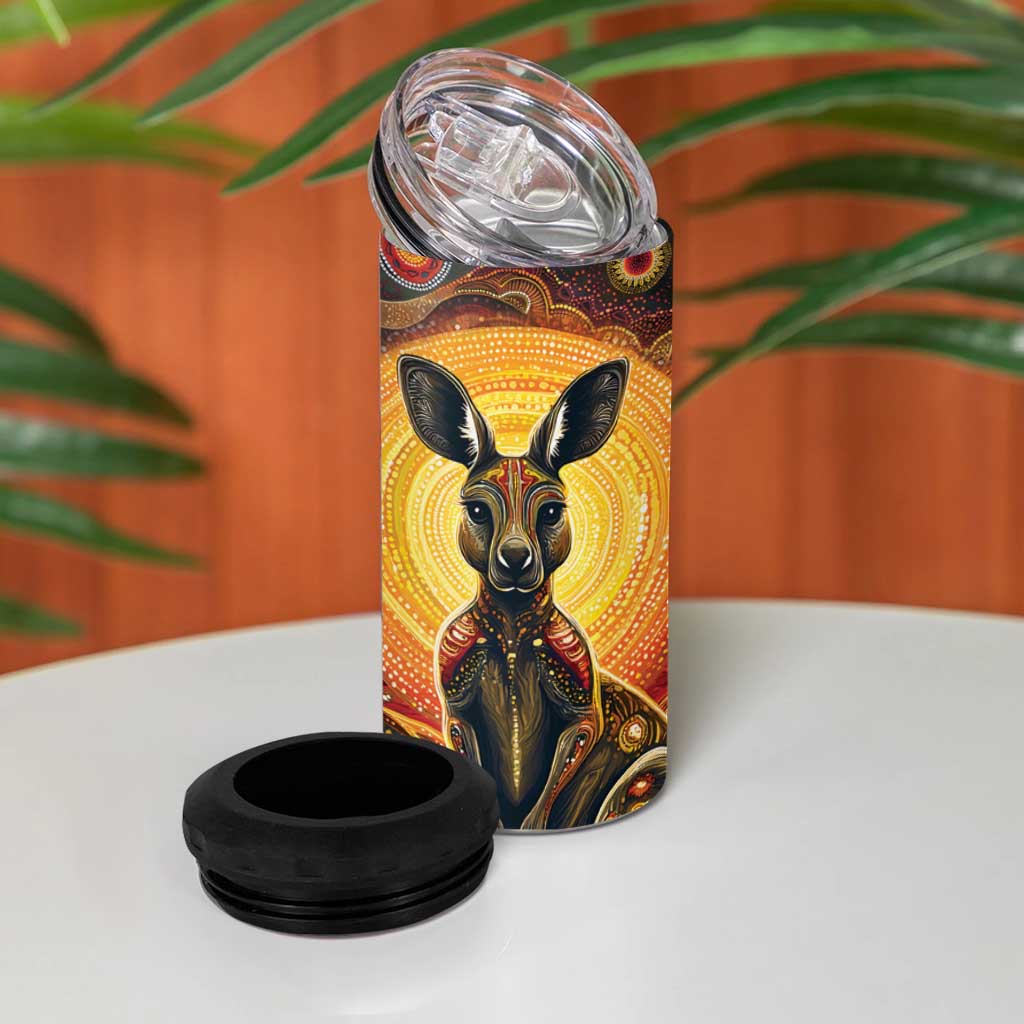 Australian Aboriginal Art Kangaroo 4 in 1 Can Cooler Tumbler Maintain the Dreaming Aboriginal Dot Painting