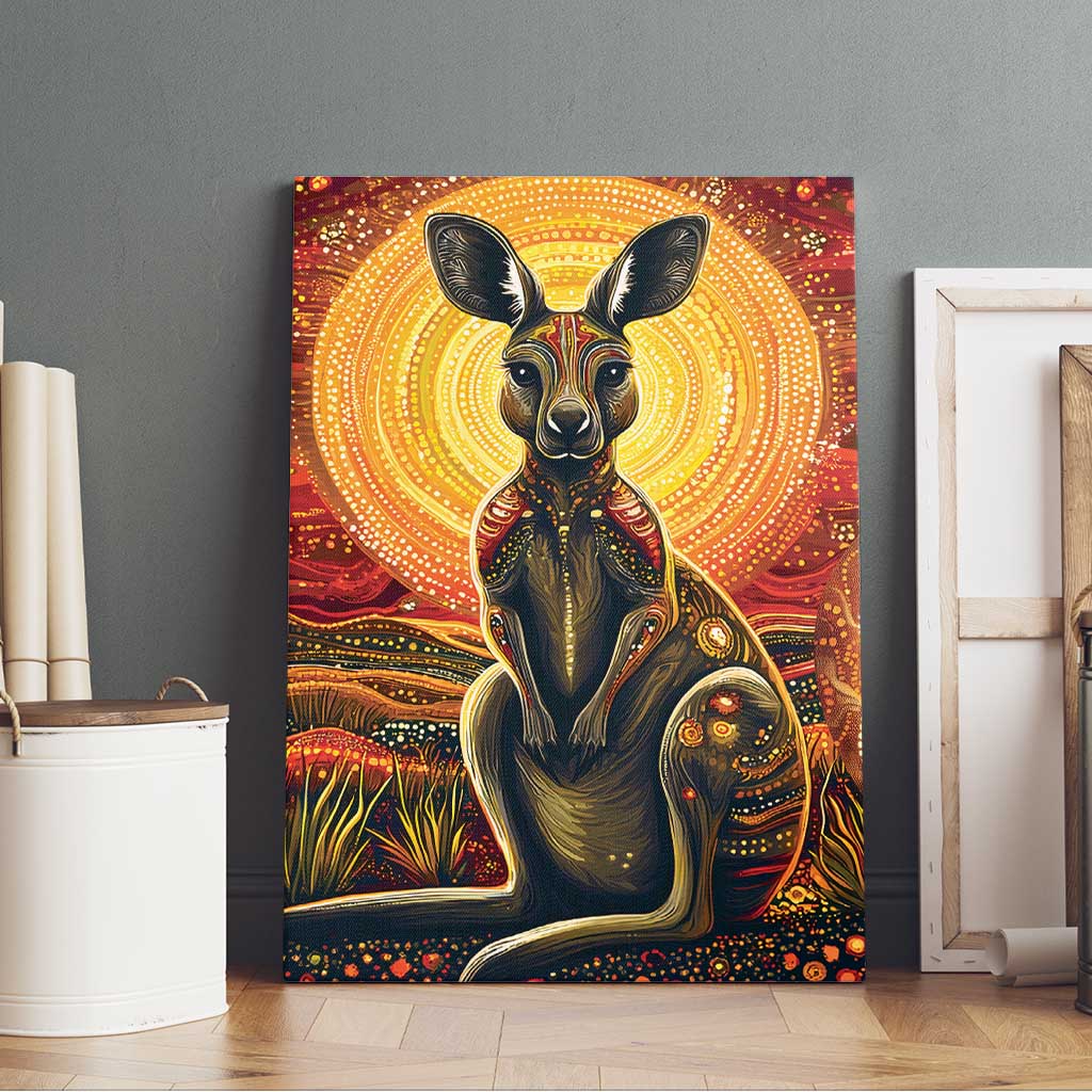Australian Aboriginal Art Kangaroo Canvas Wall Art Maintain the Dreaming Aboriginal Dot Painting