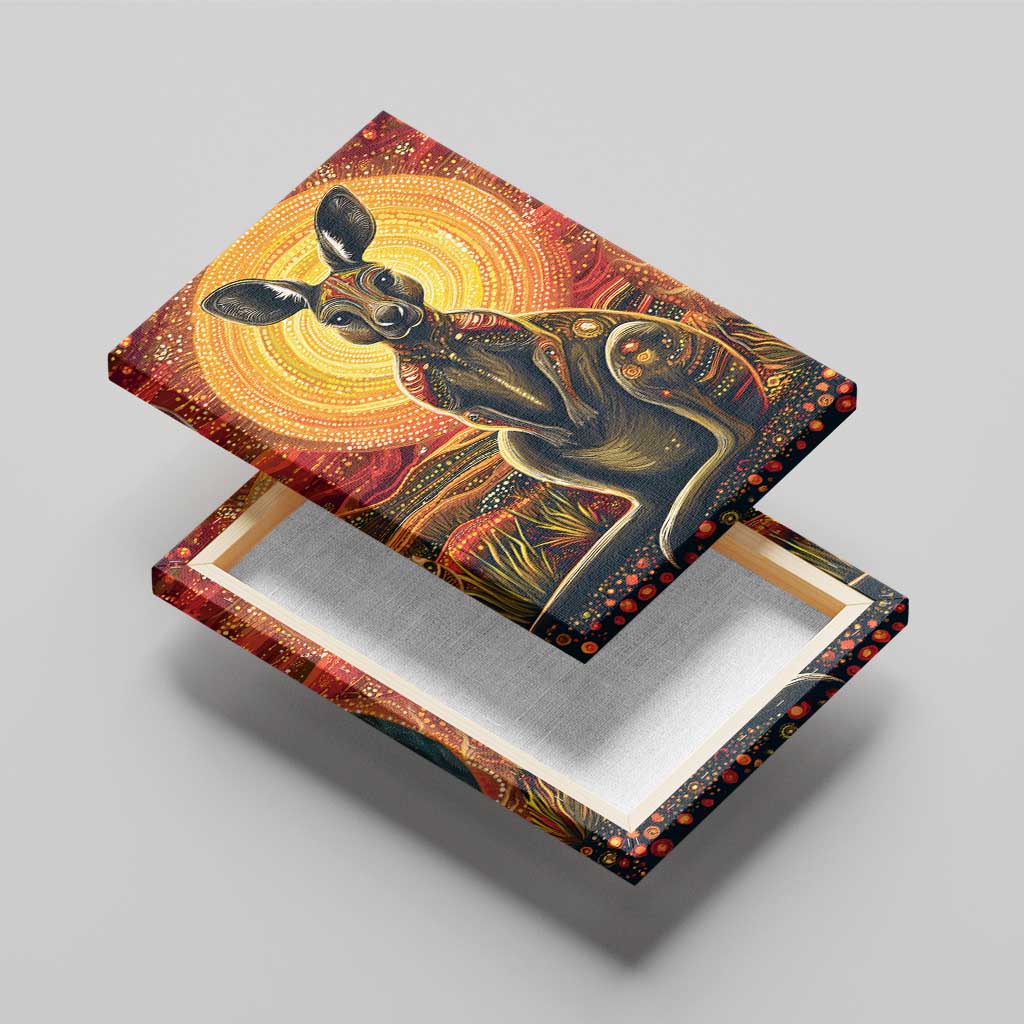 Australian Aboriginal Art Kangaroo Canvas Wall Art Maintain the Dreaming Aboriginal Dot Painting