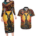 Australian Aboriginal Art Kangaroo Couples Matching Long Sleeve Bodycon Dress and Hawaiian Shirt Maintain the Dreaming Aboriginal Dot Painting