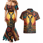 Australian Aboriginal Art Kangaroo Couples Matching Mermaid Dress and Hawaiian Shirt Maintain the Dreaming Aboriginal Dot Painting