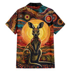 Australian Aboriginal Art Kangaroo Family Matching Long Sleeve Bodycon Dress and Hawaiian Shirt Maintain the Dreaming Aboriginal Dot Painting