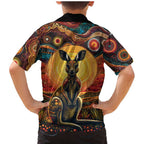 Australian Aboriginal Art Kangaroo Family Matching Mermaid Dress and Hawaiian Shirt Maintain the Dreaming Aboriginal Dot Painting