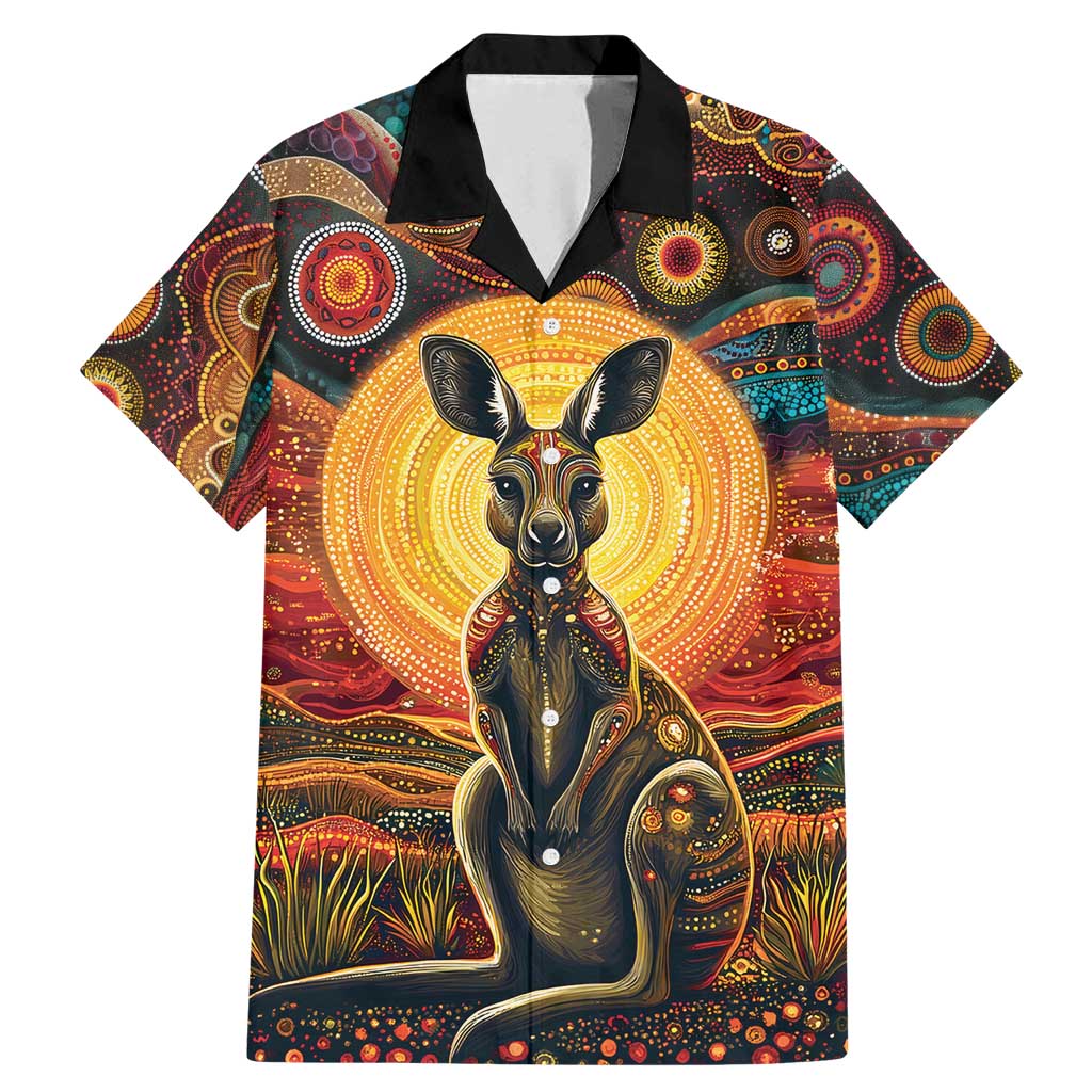 Australian Aboriginal Art Kangaroo Family Matching Mermaid Dress and Hawaiian Shirt Maintain the Dreaming Aboriginal Dot Painting