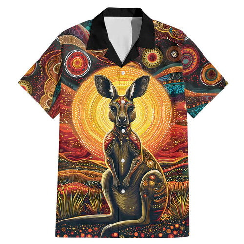 Australian Aboriginal Art Kangaroo Family Matching Mermaid Dress and Hawaiian Shirt Maintain the Dreaming Aboriginal Dot Painting