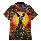 Australian Aboriginal Art Kangaroo Family Matching Mermaid Dress and Hawaiian Shirt Maintain the Dreaming Aboriginal Dot Painting