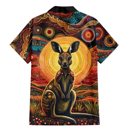 Australian Aboriginal Art Kangaroo Family Matching Mermaid Dress and Hawaiian Shirt Maintain the Dreaming Aboriginal Dot Painting