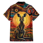 Australian Aboriginal Art Kangaroo Family Matching Short Sleeve Bodycon Dress and Hawaiian Shirt Maintain the Dreaming Aboriginal Dot Painting