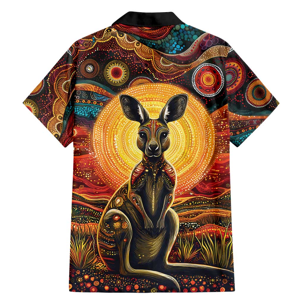 Australian Aboriginal Art Kangaroo Family Matching Summer Maxi Dress and Hawaiian Shirt Maintain the Dreaming Aboriginal Dot Painting