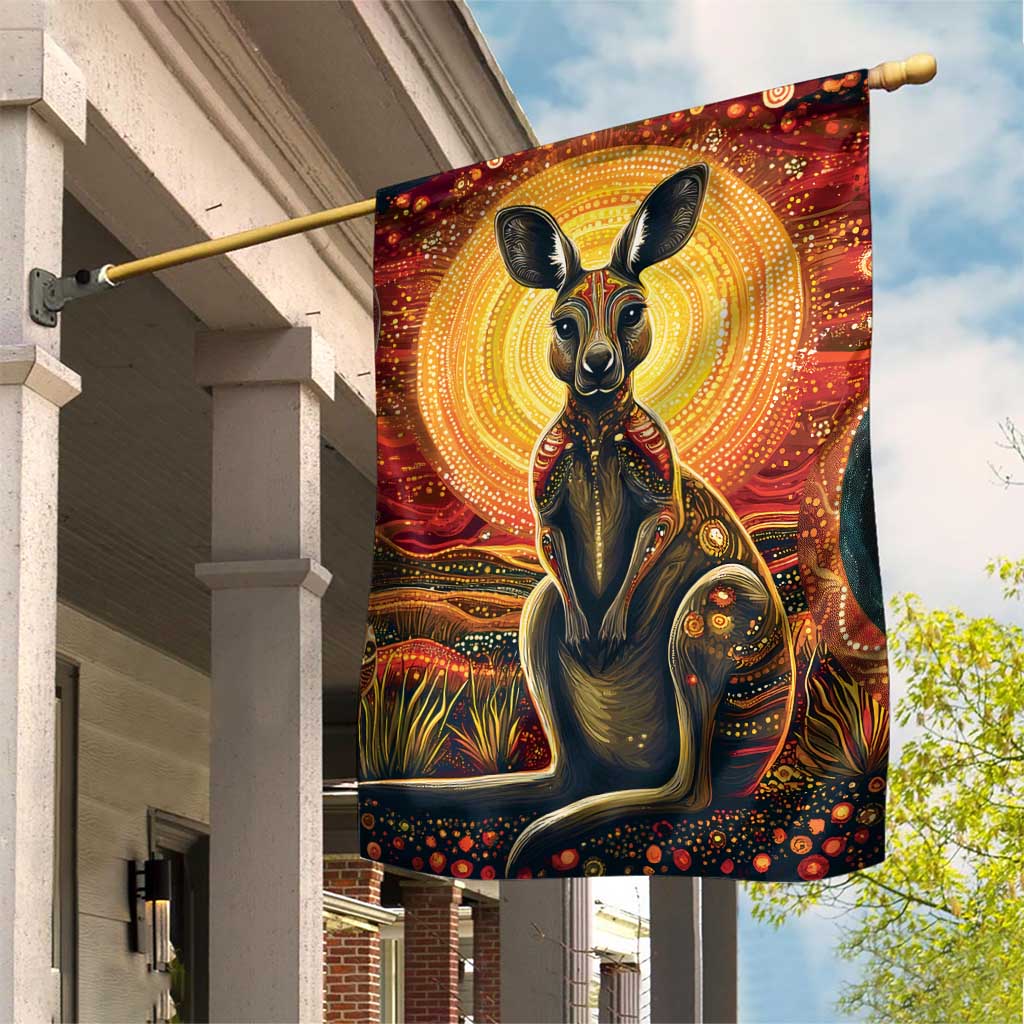 Australian Aboriginal Art Kangaroo Garden Flag Maintain the Dreaming Aboriginal Dot Painting