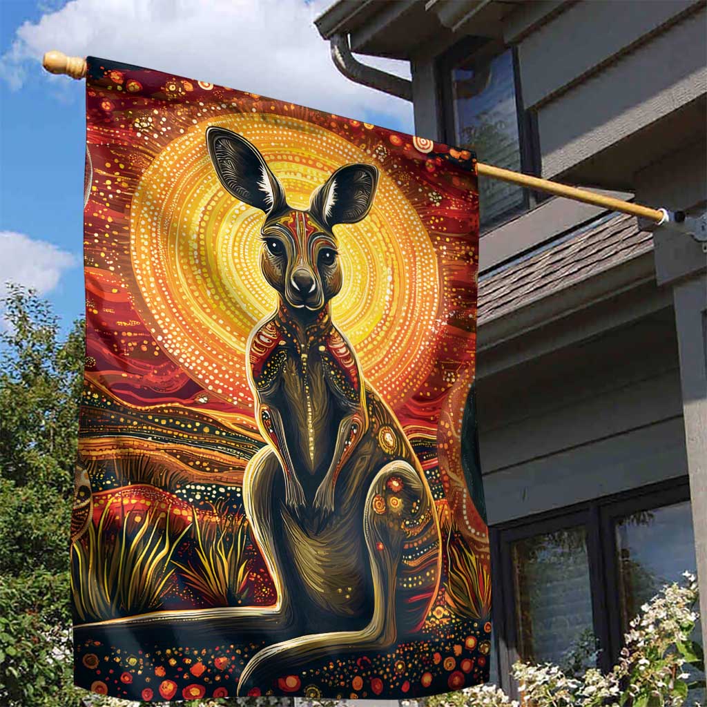 Australian Aboriginal Art Kangaroo Garden Flag Maintain the Dreaming Aboriginal Dot Painting
