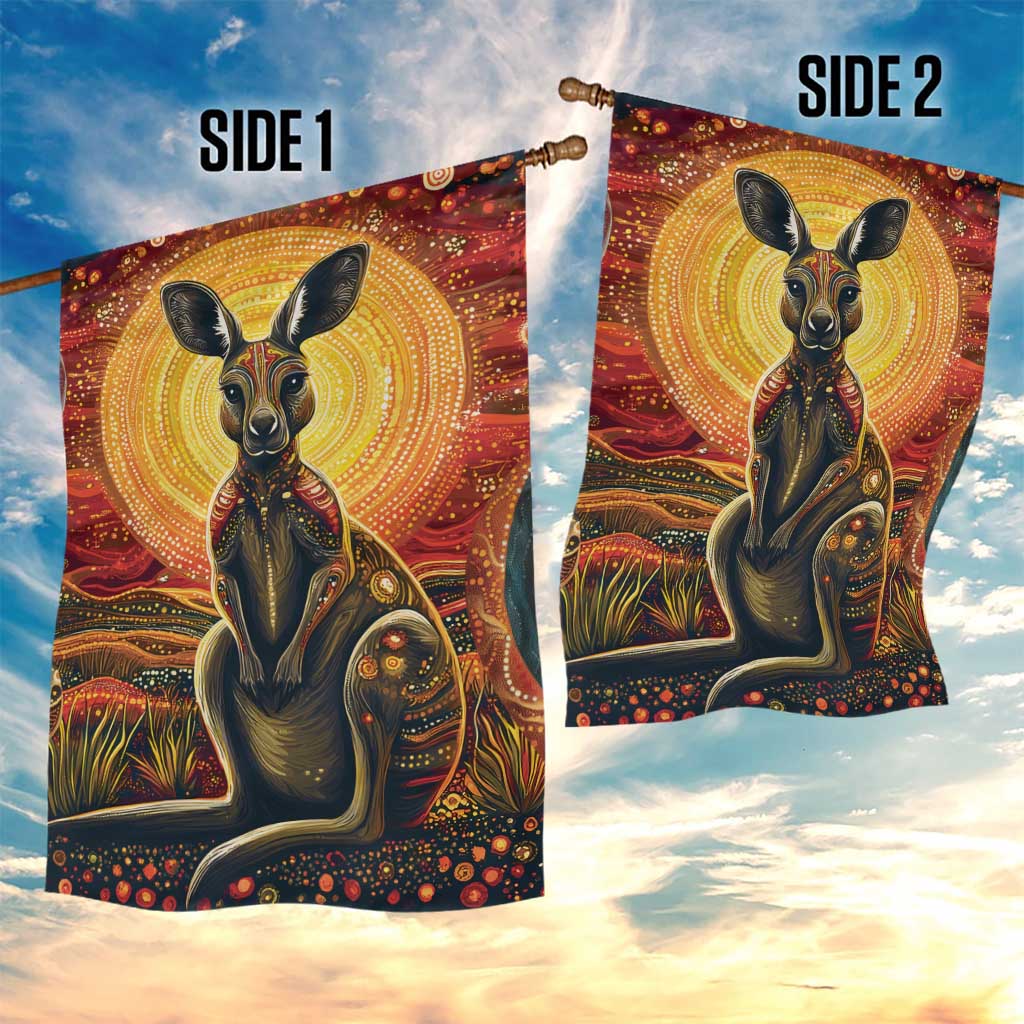 Australian Aboriginal Art Kangaroo Garden Flag Maintain the Dreaming Aboriginal Dot Painting