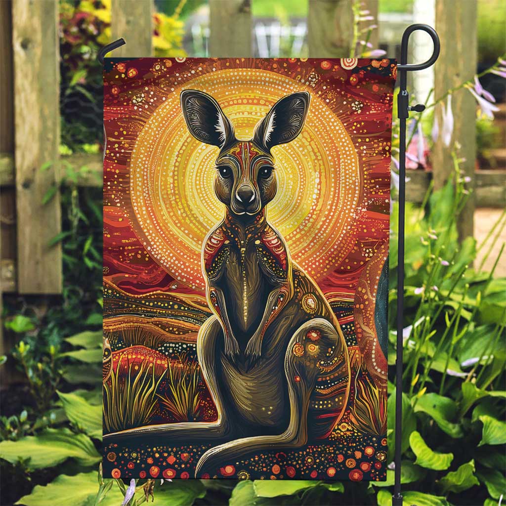 Australian Aboriginal Art Kangaroo Garden Flag Maintain the Dreaming Aboriginal Dot Painting
