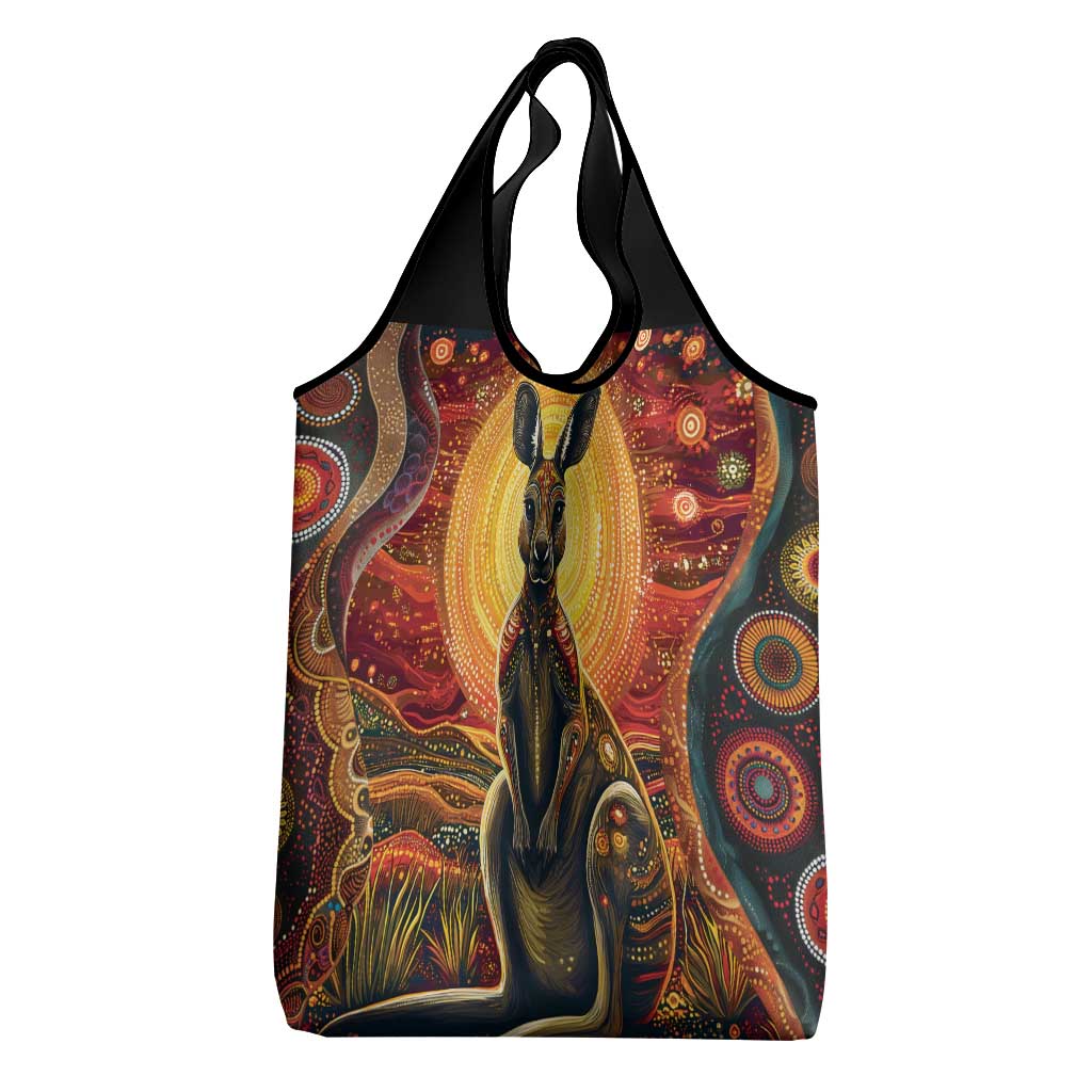 Australian Aboriginal Art Kangaroo Grocery Bag Maintain the Dreaming Aboriginal Dot Painting
