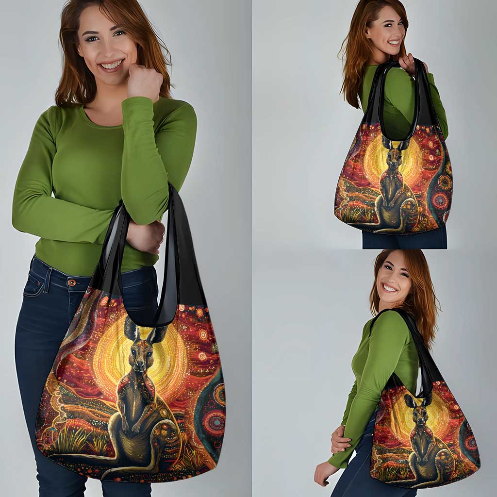 Australian Aboriginal Art Kangaroo Grocery Bag Maintain the Dreaming Aboriginal Dot Painting