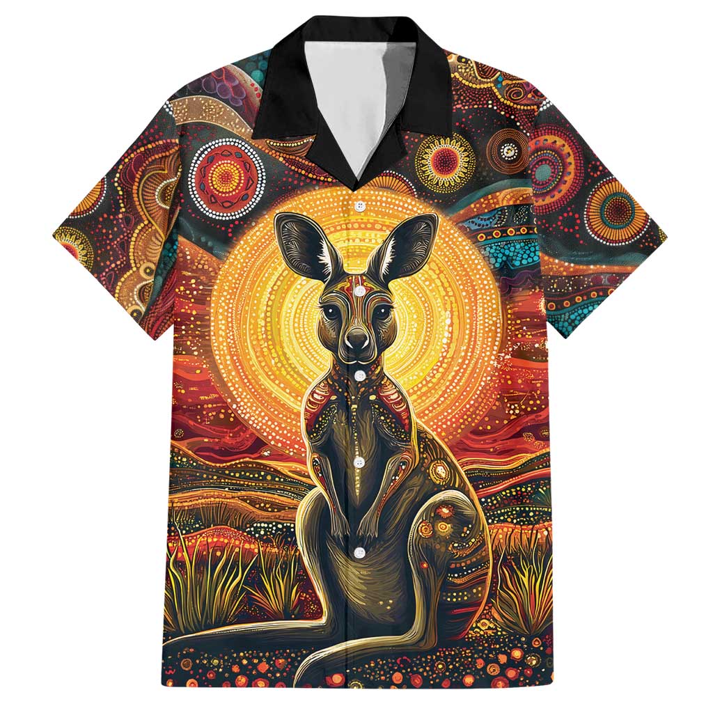 Australian Aboriginal Art Kangaroo Hawaiian Shirt Maintain the Dreaming Aboriginal Dot Painting