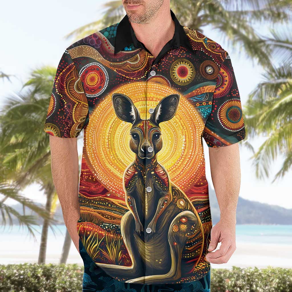 Australian Aboriginal Art Kangaroo Hawaiian Shirt Maintain the Dreaming Aboriginal Dot Painting