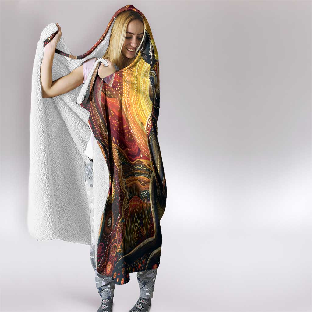 Australian Aboriginal Art Kangaroo Hooded Blanket Maintain the Dreaming Aboriginal Dot Painting