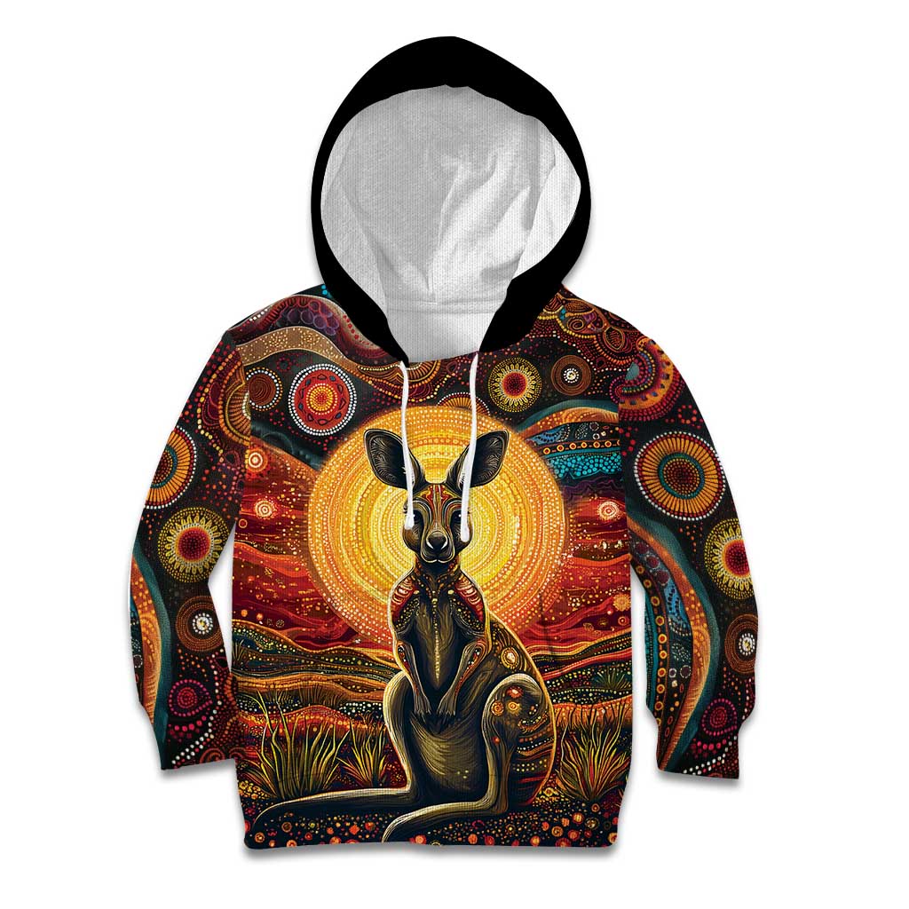 Australian Aboriginal Art Kangaroo Kid Hoodie Maintain the Dreaming Aboriginal Dot Painting