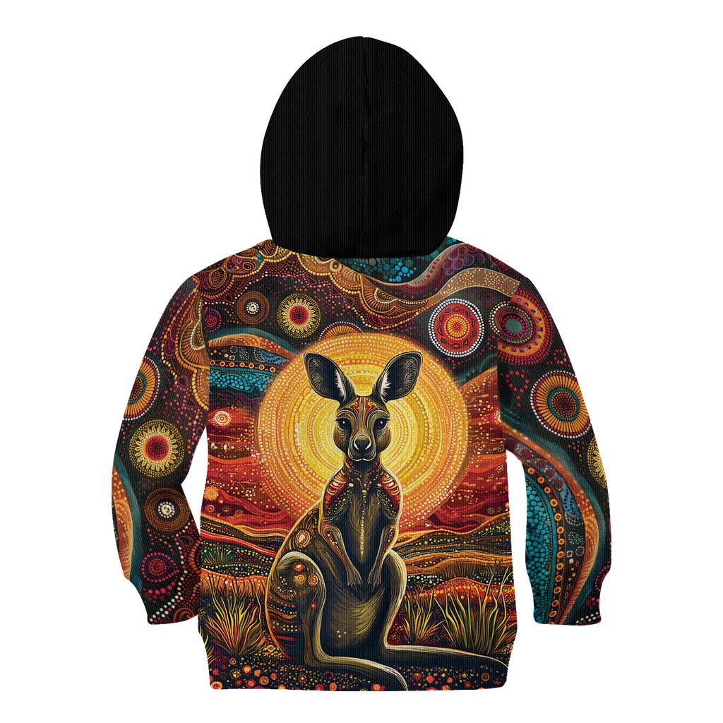 Australian Aboriginal Art Kangaroo Kid Hoodie Maintain the Dreaming Aboriginal Dot Painting