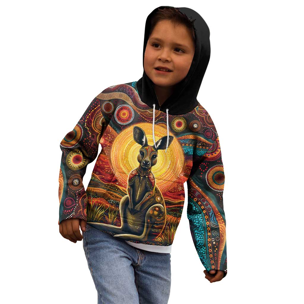 Australian Aboriginal Art Kangaroo Kid Hoodie Maintain the Dreaming Aboriginal Dot Painting