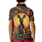 Australian Aboriginal Art Kangaroo Kid Polo Shirt Maintain the Dreaming Aboriginal Dot Painting