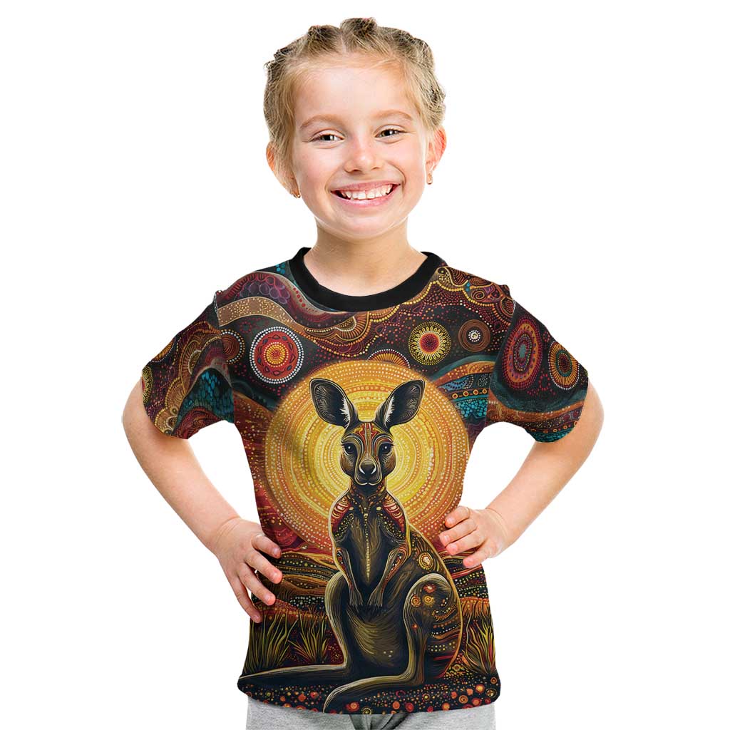Australian Aboriginal Art Kangaroo Kid T Shirt Maintain the Dreaming Aboriginal Dot Painting